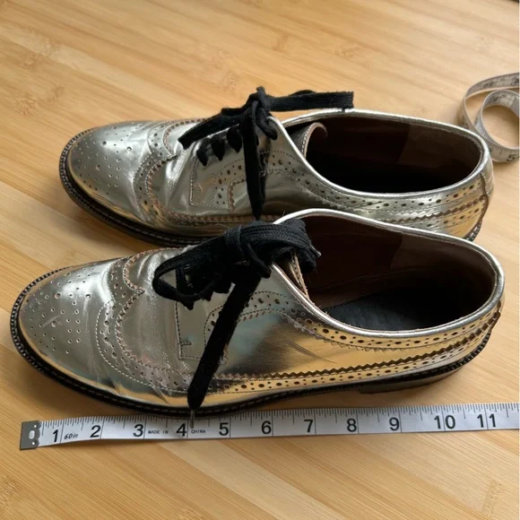 Marni Silver Metallic Brogue Lace Ups Size 40.5 - Picture 11 of 11